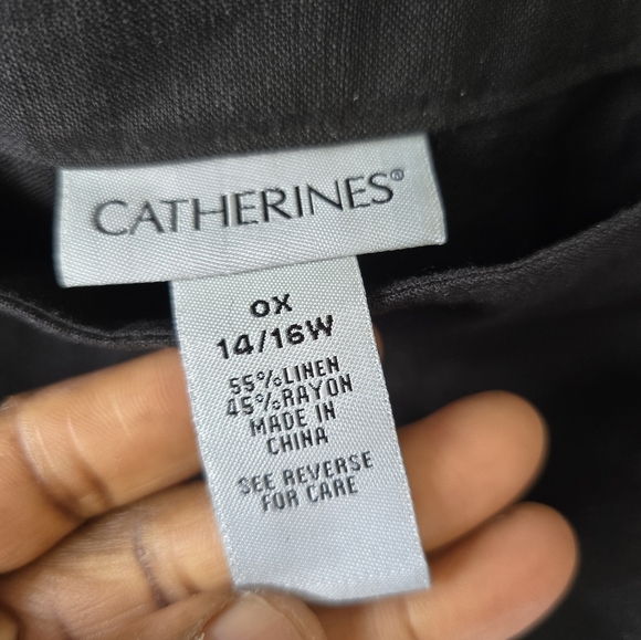 Catherines Skirt Womens 0X Black Linen Blend A- line Flare New - Picture 6 of 11